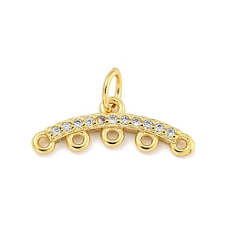 Настоящее золото 18K Латунные микропаве из прозрачного кубического циркония, дугообразные ожерелья с застежками, с целью перехода в кольце, реальный 18 k позолоченный, 7x18.5x2 мм, отверстие : 1 мм