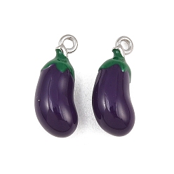 Eggplant 316 хирургические эмалевые подвески из нержавеющей стали, подвески в форме овощей, ионное покрытие (ip), цвет нержавеющей стали, баклажанные талисманы, 17x7x6 мм, отверстие : 1.5 мм