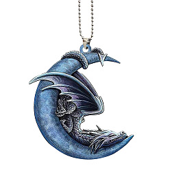 Луна Акриловые подвески с принтом, с железной шариковой цепочкой для подвесных украшений автомобиля, луна, 100x95x5 мм