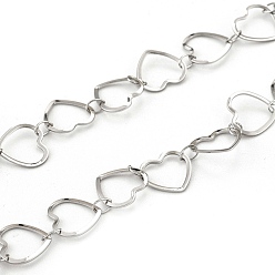 Stainless Steel Color Tarnish Resistant 201 Stainless Steel Heart Link Chains, Soldered, with Spool, Stainless Steel Color, 9x10x0.5mm, about 32.8 Feet(10m)/roll