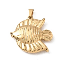 Fish 304 подвески из нержавеющей стали, с 201 защелкой из нержавеющей стали на поручнях, амулеты с морскими животными, золотые, ионное покрытие (ip), рыба, 30.5x32.5x7 мм, отверстие : 7.5x4 мм