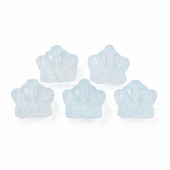 Blue Transparent Glass Beads, Crown, Blue, 12x14x8.5mm, Hole: 1mm