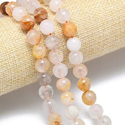 Yellow Hematoid Quartz Бусы из натурального желтого гематоидного кварца, граненый (128 граней), круглые, 10~10.5 мм, отверстие : 1~1.4 мм, около 35~38 шт / нитка, 14.29~15.28'' (36.3~38.8 см)