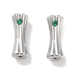 Зеленый Латунные микро проложить кубического циркония, трубки бисера, без кадмия, без никеля и без свинца, платина, зелёные, 10.5x3.5 мм, отверстие : 0.8 мм