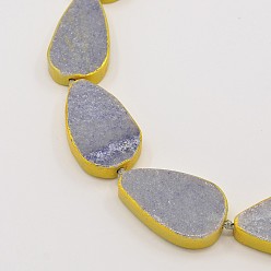 Синий Авантюрин Натуральные окрашенные и подвергнутые термической обработке нити из синего авантюрина, золотом окрашенные, слеза, окрашенный и нагретый синий авантюрин, 31x20x7 мм, отверстие : 1.5 мм, около 12 шт / нитка, 15.7 дюйм