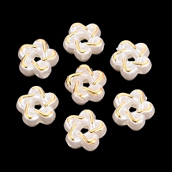 Marfil Cuentas de perlas de imitación de plástico abs, metal dorado enlaced, flor, blanco cremoso, 11.5x12x6 mm, agujero: 2 mm, Sobre 1250 unidades / 500 g