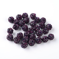 Аметист Pave disco бусины, Бусины со стразами, полимерная глина , класс А, аметист, С. 15 (2.1~2.2 мм), 14 мм, отверстие : 2 мм