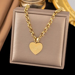 Золотой 304 ожерелья из нержавеющей стали с подвеской в виде сердца в виде цепочки «роло» для женщин, золотые, 19.29 дюйм (49 см)
