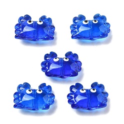 Средно-синий Прозрачные стеклянные эмалевые бусины, краб, светло-синий, 15x21x8 мм, отверстие : 1.4 мм