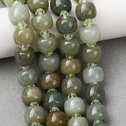 Другие Нефриты Нити натуральных нефритовых бусин гетянь, рондель, сгладить, с бисером, 10~11x8 мм, отверстие : 1.2 мм, около 35 шт / нитка, 14.96'' (38 см)
