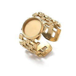 Golden 304 Stainless Steel Cuff Ring Components, Round Bezel Pad Ring Setting, Ion Plating(IP), Long-Lasting Plated, Golden, 12mm,18mm, Tray Size: 10mm