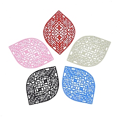 (52) Непрозрачная лаванда 430 из нержавеющей стали филигранные подвески, окрашеные, гравированные металлические украшения, лист, разноцветные, 41x28x0.5 мм, отверстие : 1 мм