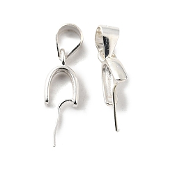 Silver 925 Sterling Silver Pendants, Ice Pick & Pinch Bails, with 925 Stamp, Silver, 15mm, Hole: 5mm, Pin: 0.5mm