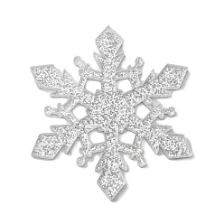 Снежинка Большие акриловые подвески на рождественскую тематику, с блеском, снежинка, 53x45.5x2 мм, отверстие : 1.6 мм