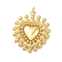 Настоящее золото 18K Латунные подвески, сердце прелести, без свинца и без кадмия, стойки покрытие, долговечный, с целью перехода в кольце, реальный 18 k позолоченный, 35x27.5x3.5 мм, отверстие : 3 мм