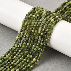 Другие Нефриты Бусы из натурального канадского нефрита, граненые, класс А, круглые, 3 мм, отверстие : 0.6 мм, около 125~126 шт / нитка, 14.96~15.16'' (38~38.5 см)