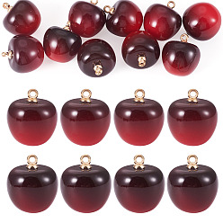 Темно-Красный 10пластиковые подвески, с золотистыми пластиковыми петлями ccb, черри прелести, темно-красный, 23.5x20 мм, отверстие : 1.2 мм