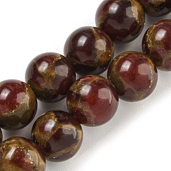 (123L) Белый крем непрозрачный блеск Синтетический золотой клинкер камень бисер пряди, окрашенные, круглые, огнеупорный кирпич, 8 мм, отверстие : 0.9 мм, около 44~49 шт / нитка, 14.49''~15.28'' (36.8~38.8 см)