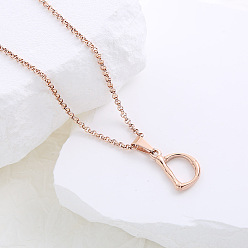 Letter D Ожерелья с подвесками из нержавеющей стали с буквами для женщин и мужчин, розовое золото , Буква D