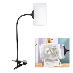 Черный Портативное прямоугольное увеличительное стекло с пристегивающейся крышкой, с гибкими зажимами из сплава, чёрные, зажим: 11.8x7.6x42см