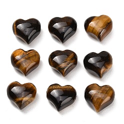 Tiger Eye Natural Tiger Eye Beads, Heart, 13~14x14~15x8~9mm, Hole: 1.6~1.8mm