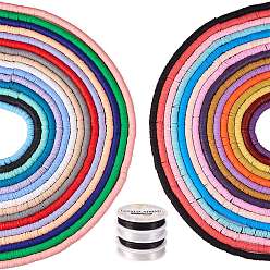 (52) Непрозрачная лаванда Наборы для изготовления браслетов своими руками, в том числе 30 нитки бусины из полимерной глины ручной работы и 4 бусины эластичные хрустальные нити, разноцветные, 6x0.5~1 мм, отверстие : 1.8~2 мм, около 290~400 шт / нитка, 15.75 дюйм ~ 17.7 дюйм (40~45 см), 30 цветов, 1 прядь / цвет, 30 нитей