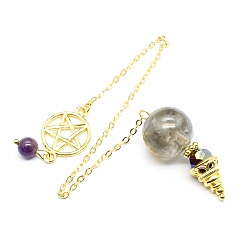 Лабрадорита Натуральный лабрадорит маятник для биолокации большие подвески, неокрашенными, с позолоченными металлическими находками, конус очарование, 220 мм