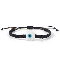 Черный Браслеты ручной работы из стекла, украшенные бусинами, символизирующими "оберег от сглаза"., регулируемые браслеты шнур, чёрные, 11.02 дюйм (28 см)