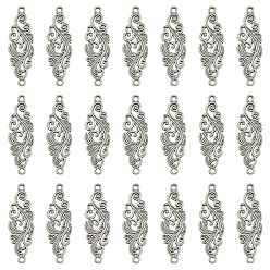 Antique Silver 30Pcs Tibetan Style Alloy Connector Charms, Leaf Links, Antique Silver, 29.5x9.5x1mm, Hole: 1.5mm