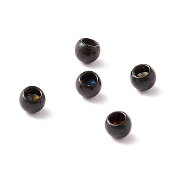Черный 202 из нержавеющей стали бусы, половине просверлил, круглые, электрофорез черный, 3x2.5 мм, половину отверстия: 1.6 мм