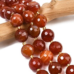 Red Agate Натуральный красный агат бисер нитей, граненые, окрашенная и подогревом, круглые, с бисером, 16 мм, отверстие : 1.5 мм, около 21 шт / нитка, 15.94'' (40.5 см)