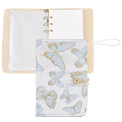 Light Blue Cloth Loose-leaf Planner Notebook, Binder Cover with 180 Pages Lined Paper, 10Pcs PVC Binder Bags, Light Blue, 187x120x25mm