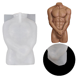White DIY Naked Men Candle Making 3D Bust Portrait Silicone Molds, Half-body Sculpture Silica Gel Casting Molds, White, 9.6x6.6x4.3cm, Inner Diameter: 2.35x4.8cm