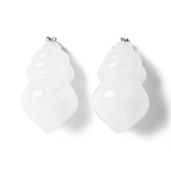 Хрусталь Природного кварца хрустальных подвесок, с латунной найти, конус, 44.5~47.5x23.5~24 мм, отверстие : 6x4.5 мм