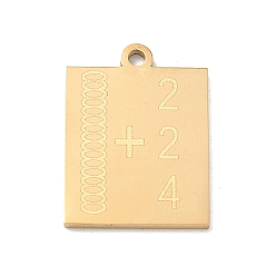 Golden 304 Stainless Steel Pendants, Abacus Charms, Polishing, Ion Plating(IP), Golden, 22x16x1.5mm, Hole: 1.9mm