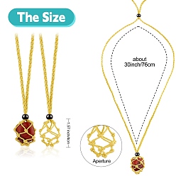 Желтый Плетеные шнуры из вощеной хлопчатобумажной нити макраме мешочек изготовление ожерелья, регулируемые стеклянные бусины сменные каменные ожерелья, желтые, 30 дюйм (76 см), 2 шт / комплект