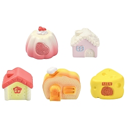 Mixed Color 10Pcs 5 Styles Resin House Display Decorations, for Home Office Desktop Decoration, Mixed Shapes, Mixed Color, 31~42x28~40mm, 2pcs/style