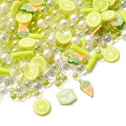 Лимонный шифон Кабошоны из полимерной глины ручной работы и пластиковые бусины для изготовления фурнитуры для бижутерии своими руками, разнообразные, лимонный шифон, 2~8x2~7x0.5~5.5 мм