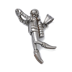 Античное Серебро 304 подвески из нержавеющей стали, очарование дайвера, античное серебро, 20.5x49x13 мм, отверстие : 8x4 мм