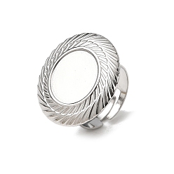 Нержавеющая Сталь Цвет 304 компоненты манжетного кольца из нержавеющей стали, Настройки колодки кольцо, плоско-круглые, цвет нержавеющей стали, лоток : 14.5 мм, внутренний диаметр: 18 мм