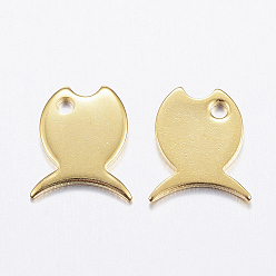 Golden 304 Stainless Steel Charms,  Fish, Golden, 10.5x9x1mm, Hole: 1.2mm