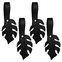 Черный 4шт. клипсы для юбок из искусственной кожи для походов, поясные аксессуары для платьев, лист, чёрные, 160x70x5.5 мм