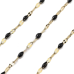 Черный Ионное покрытие (ip) 304 цепи из нержавеющей стали, с эмалью, пайки, с катушкой, чёрные, 11x2~2.5x2~2.5 мм, около 32.81 футов (10 м) / рулон