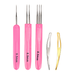 Платиновый & Золотой 5 шт. 5 стили крючки для вязания дредов из нержавеющей стали/сплава, с пластиковой ручкой, платиной и золотом, 6.6~13.7x0.7~1.45x0.4~0.85 см, 1 шт / стиль