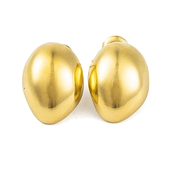 Настоящее золото 14K Ионное покрытие (ip) 304 серьги-гвоздики из нержавеющей стали для женщин, овальные, реальный 14 k позолоченный, 18x13.5 мм