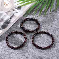 Garnet Natural Garnet Stretch Bracelets, Stackable Bracelets, Round & Chips Shapes, 1/4~3/8 inch(0.6~1.1cm), Inner Diameter: 2-1/4~2-3/8 inch(5.7~6cm), 3pcs/set