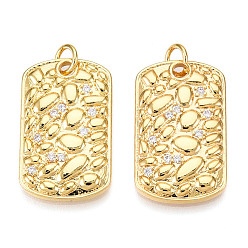 Настоящее золото 18K Латунные микро проложить кубического циркония подвески, без кадмия и без свинца, прямоугольник амулеты, с целью перехода в кольце, реальный 18 k позолоченный, 23x14x2.5 мм, отверстие : 3 мм