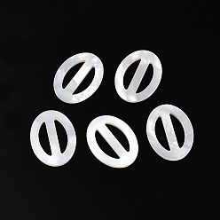 Морская Ракушка Пряжки-регуляторы Tri-Glide из натуральной ракушки, овальные, цвет морской раковины, 24x18x2 мм, отверстие : 15x4 мм