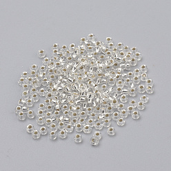 Clear 6/0 Grade A Round Glass Seed Beads, Silver Lined, Clear, 4x3mm, Hole: 1mm, about 4800pcs/pound