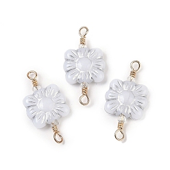 Квадрат Непрозрачные акриловые звенья соединительные подвески, без кадмия, без никеля и без свинца, с петлями из латуни с покрытием из настоящего золота 18k, серый, квадратный цветок, 21~21.5x10.5x3.5 мм, отверстие : 1.5~2 мм